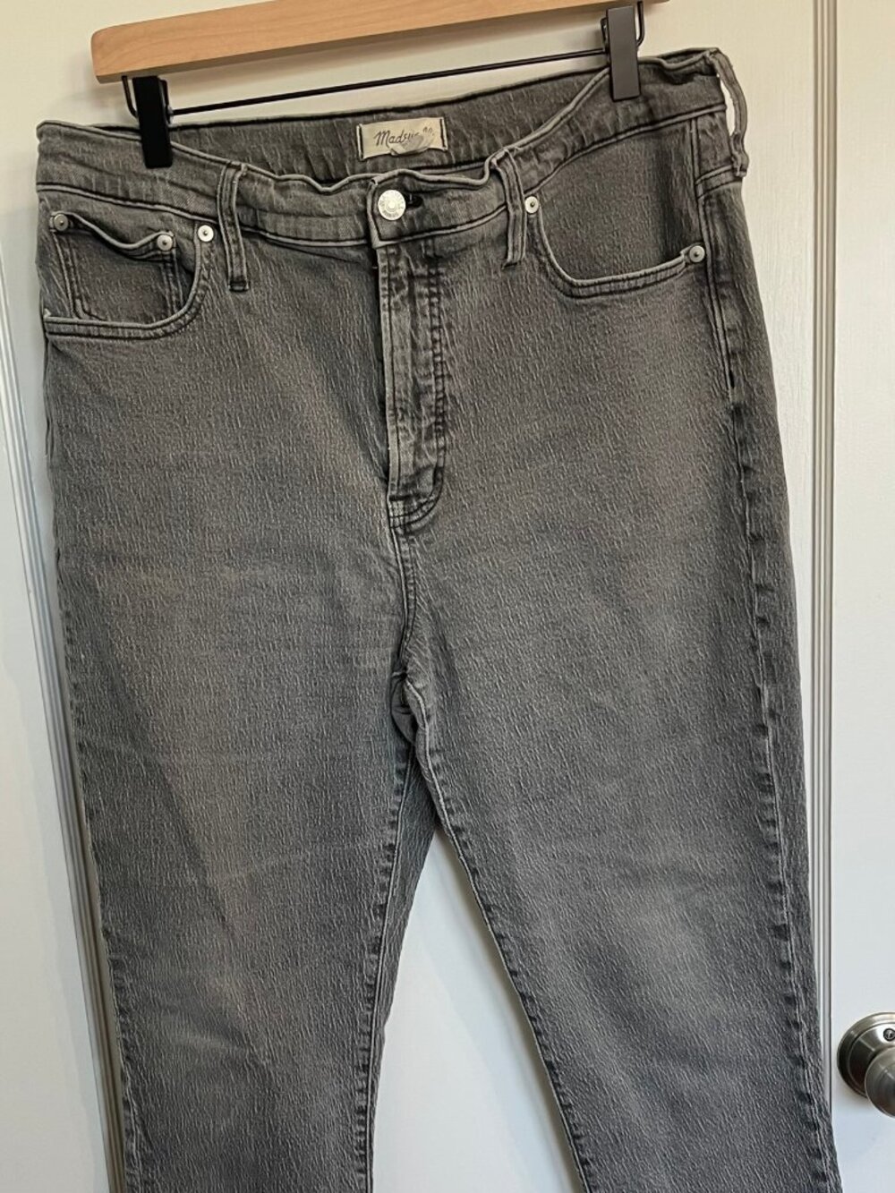 Madewell Slim Straight Crop Jeans Size 32 Gray Acid Wash Women MD711